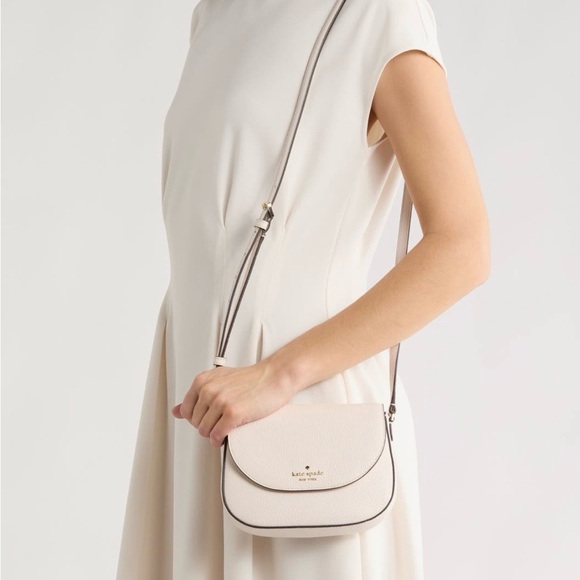 Kate Spade Light Gray Leila Mini Flap Crossbody Leather NWOT $239 Retail - Picture 17 of 17